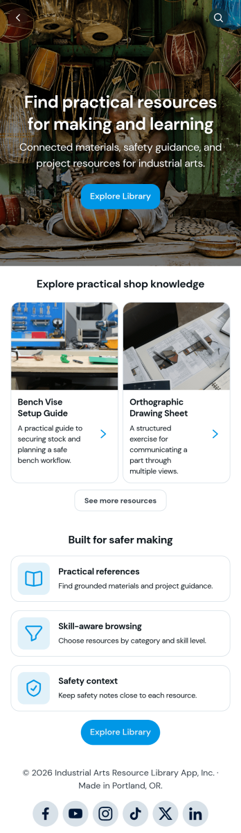 Industrial Arts Resource Library App Template