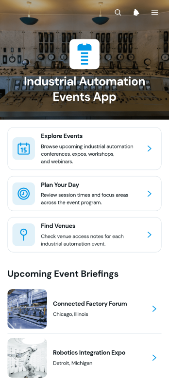Industrial Automation Events App Template