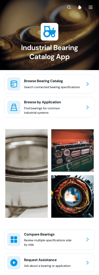 Industrial Bearing Catalog App Template