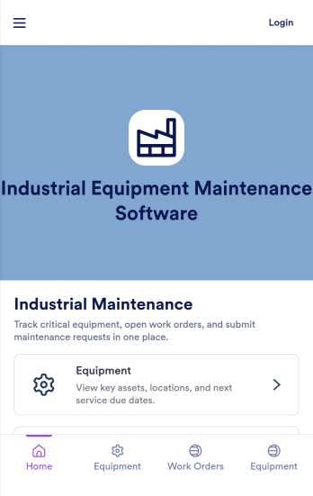 Industrial Equipment Maintenance Software App Template