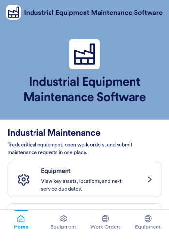 Industrial Equipment Maintenance Software App Template