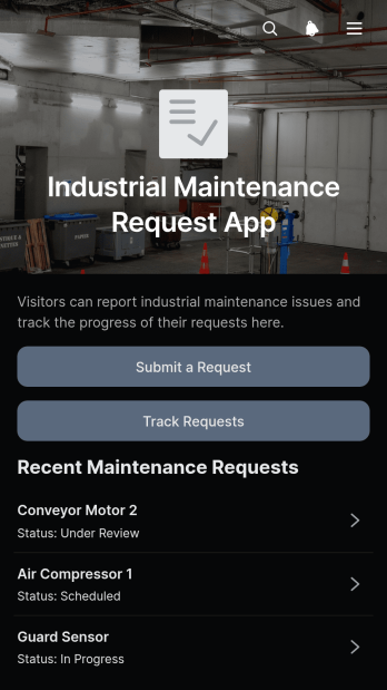 Industrial Maintenance Request App Template