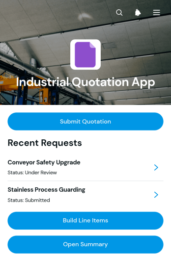 Industrial Quotation App Template