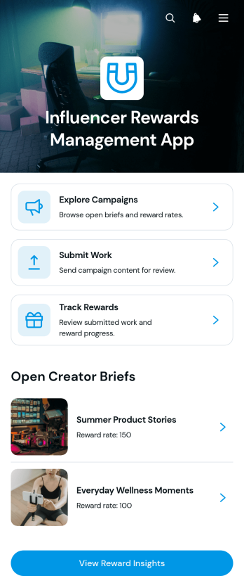 Influencer Rewards Management App Template