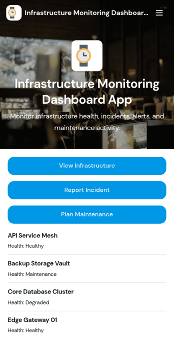 Infrastructure Monitoring Dashboard App Template