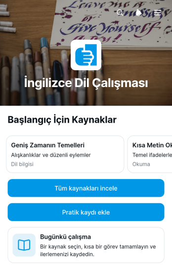 İngilizce Dil Çalışma Uygulama Șablonu