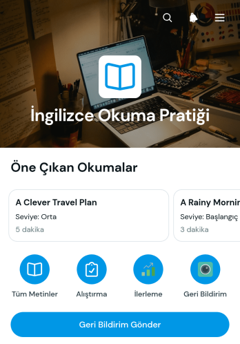 İngilizce Okuma Alıştırma Uygulama Șablonu