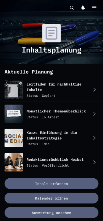 Inhaltsplanungs-App