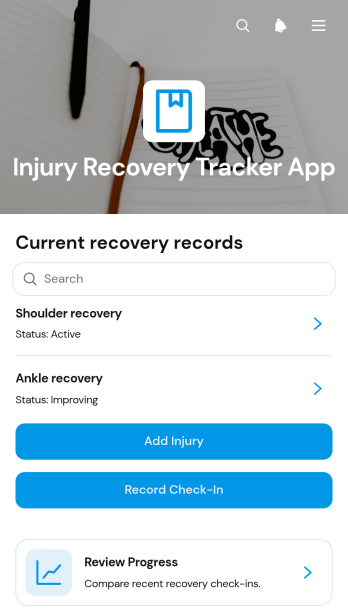 Injury Recovery Tracker App Template