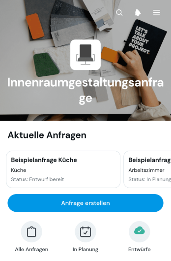 Innenarchitektur-Anfrage-App