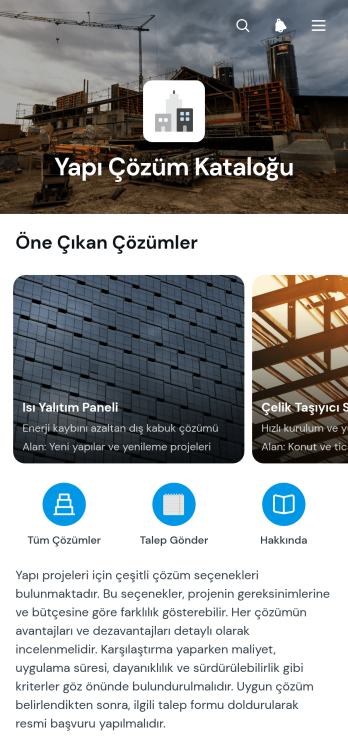İnşaat Çözümleri Kataloğu Uygulama Șablonu