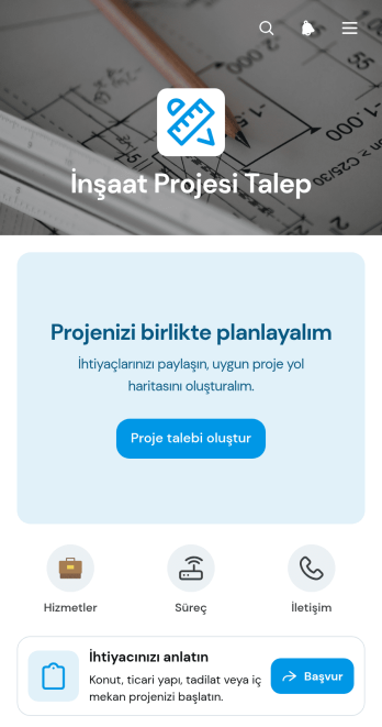 İnşaat Projesi Talep Uygulama Șablonu