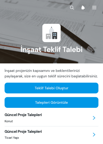 İnşaat Teklif Talebi Uygulama Șablonu