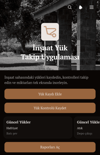 İnşaat Yük Takip Uygulama Șablonu