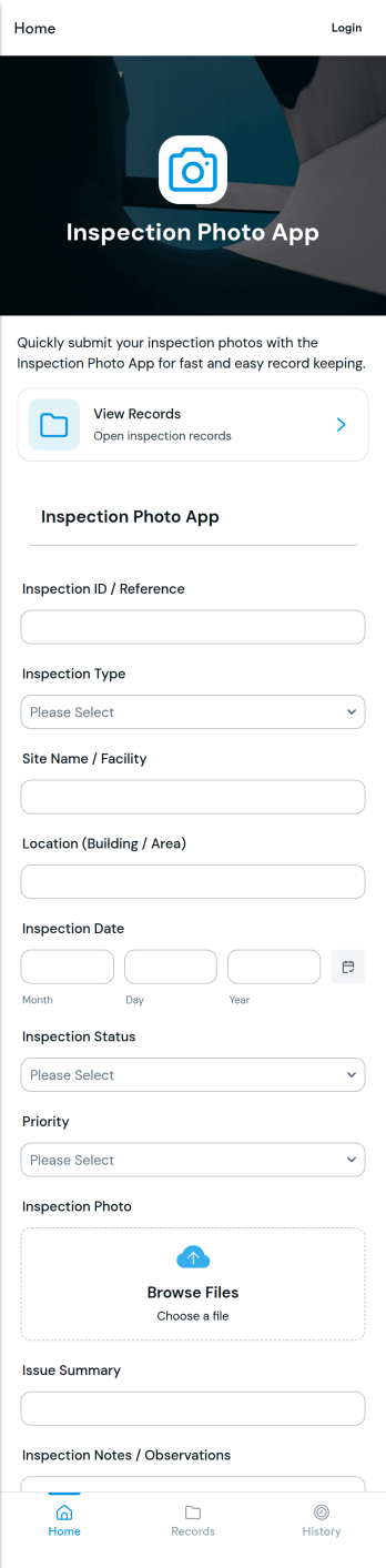 Inspection Photo App Template