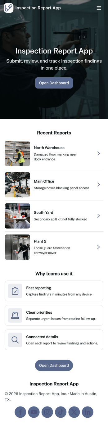 Inspection Report App Template