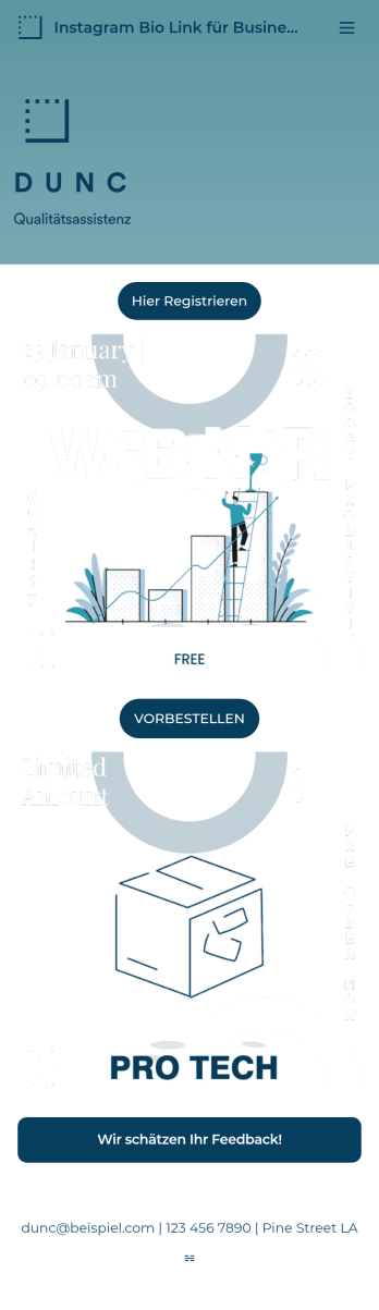 Instagram Bio Link für Unternehmen App