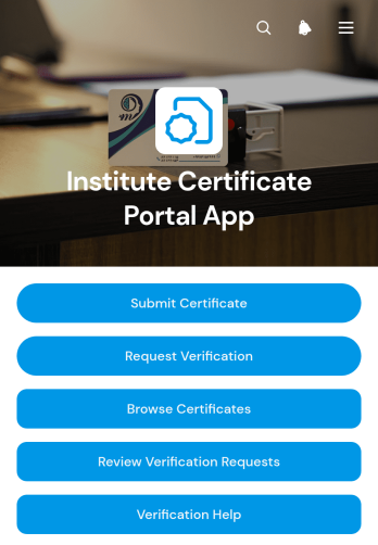 Institute Certificate Portal App Template
