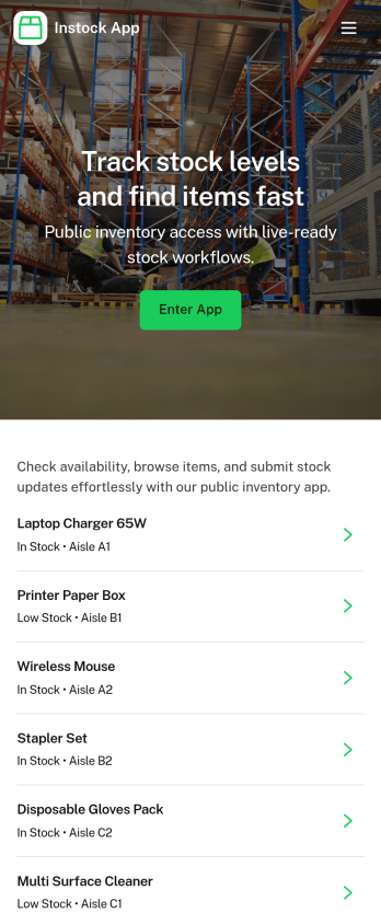Instock App Template