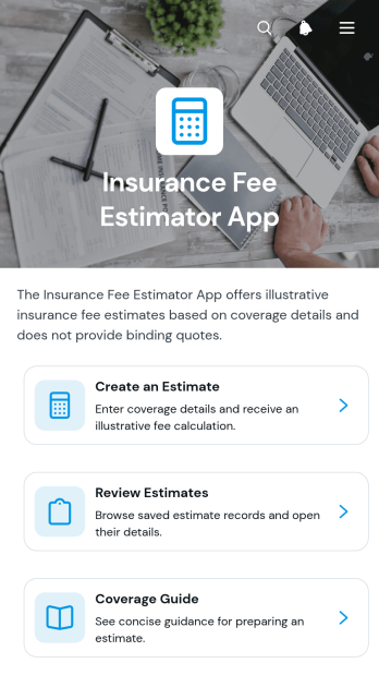 Insurance Fee Estimator App Template
