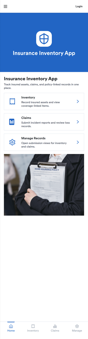 Insurance Inventory App Template
