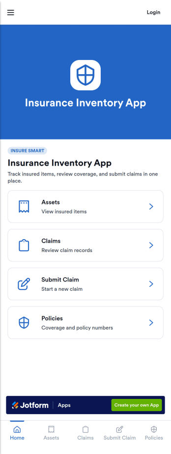 Insurance Inventory App Template
