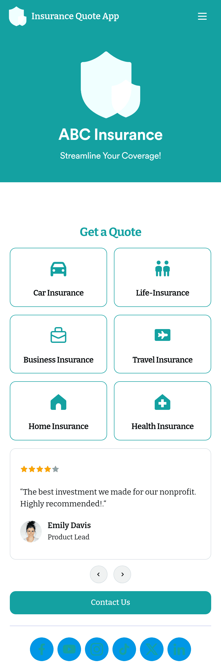Quote App Example Insurance Quote App Template | Jotform