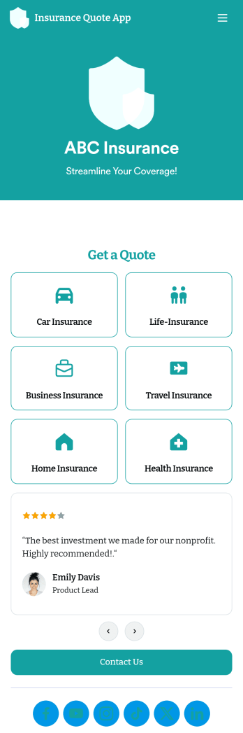 Customizable Insurance Quote App