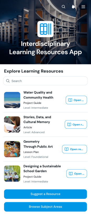 Interdisciplinary Learning Resources App Template
