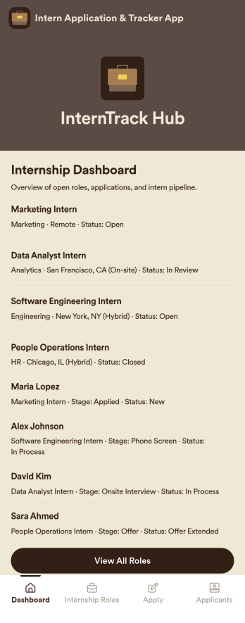 Intern Application & Tracker App Template