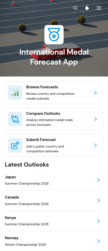 International Medal Forecast App Template