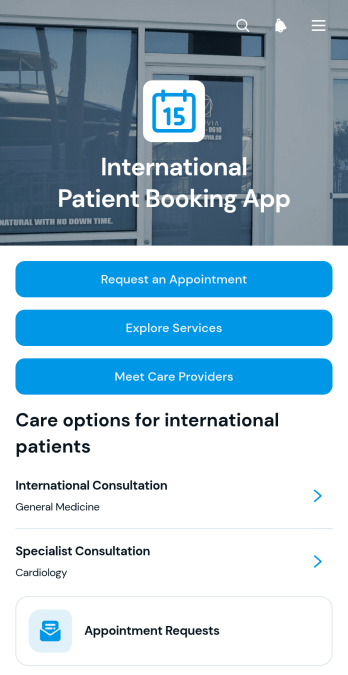 International Patient Booking App Template