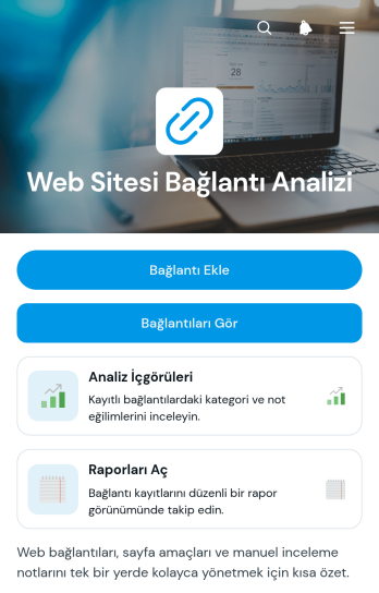 İnternet Sitesi Bağlantı Analizi Uygulama Șablonu