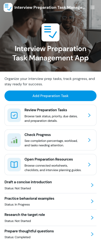 Interview Preparation Task Management App Template