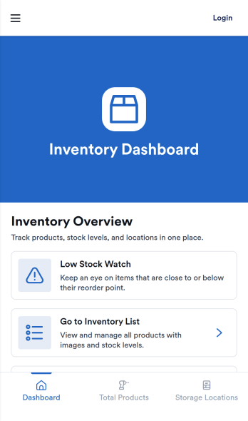 Inventory Dashboard App Template