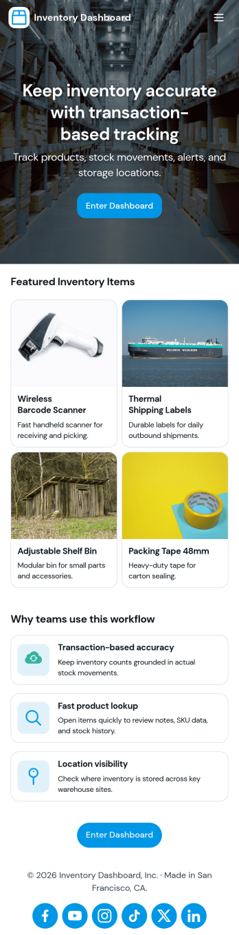 Inventory Dashboard App Template