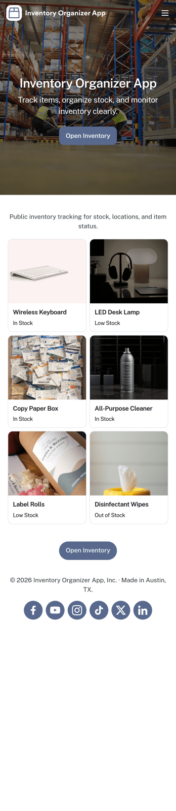 Inventory Organizer App Template