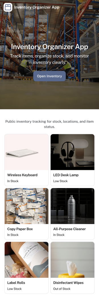 Inventory Organizer App Template