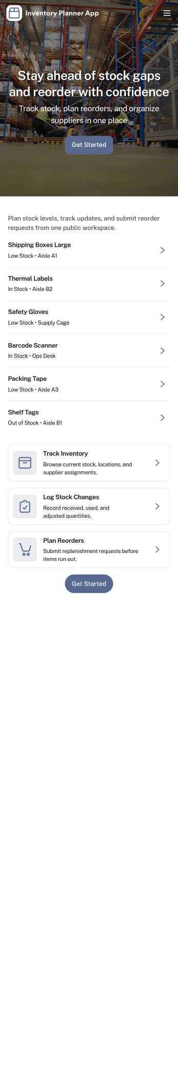 Inventory Planner App Template