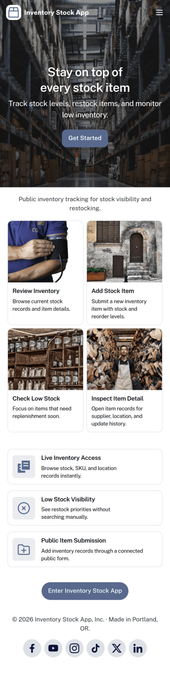 Inventory Stock App Template