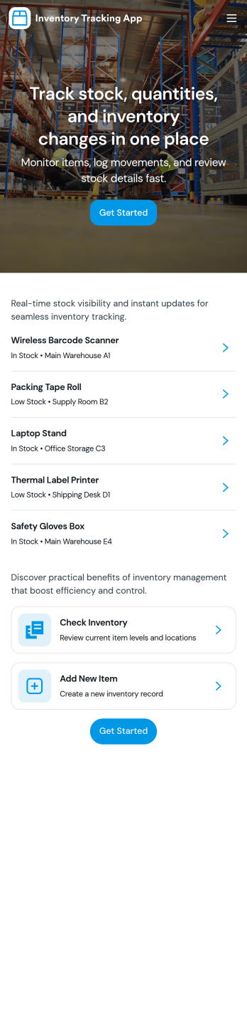 Inventory Tracking App Template
