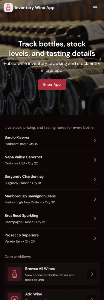 Inventory Wine App Template