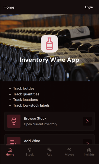 Inventory Wine App Template