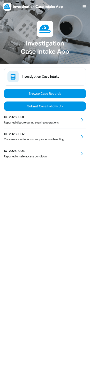 Investigation Case Intake App Template