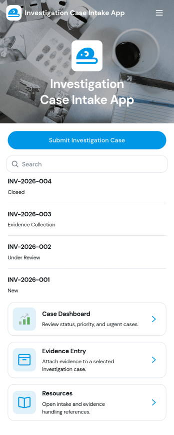 Investigation Case Intake App Template