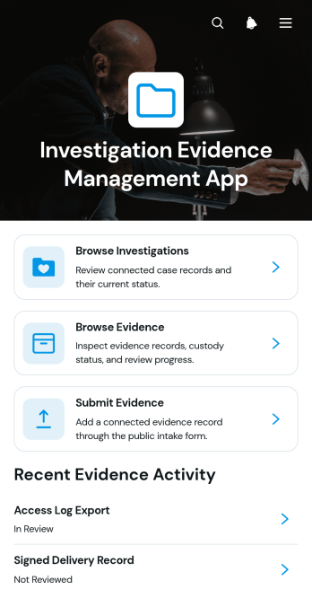 Investigation Evidence Management App Template