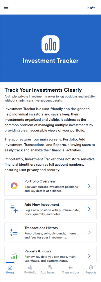 Investment Tracker App Template