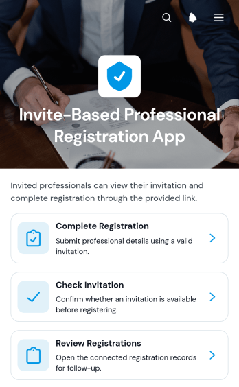 Invite-Based Professional Registration App Template