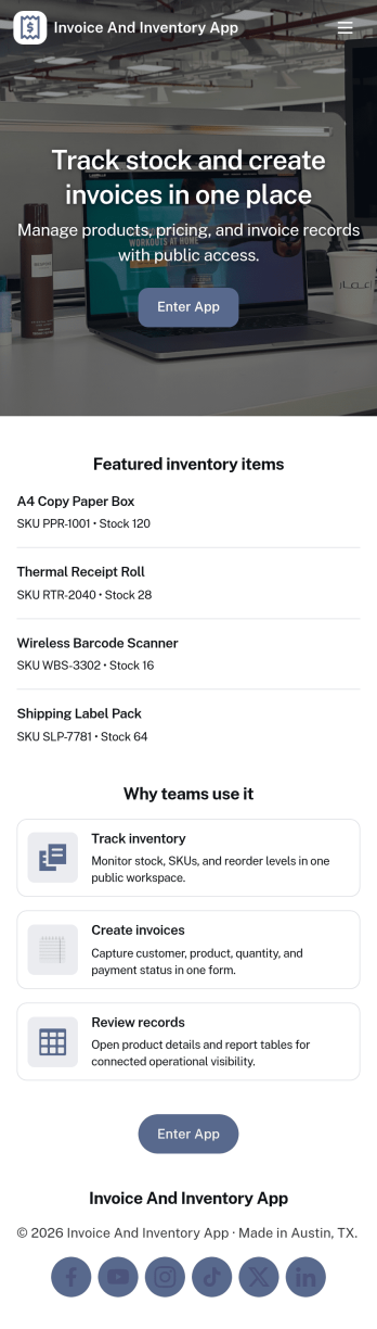 Invoice and Inventory App Template