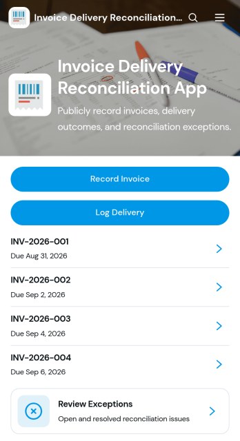 Invoice Delivery Reconciliation App Template